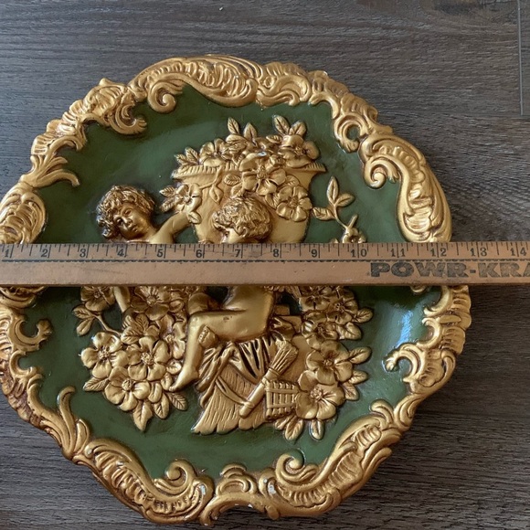 French plaster 3 D  Gold and Green Decorative plaque - Picture 12 of 12